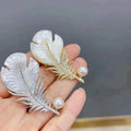 White Shell Feather Aurora Customized 7-8mm Freshwater Akoya Pearl Brooch Ladies Fashion Accessory