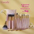 Wholesale 15-Piece Luxury Black Makeup Brush Set Wood Handle Professional Private Label Make-up Brushes Including Shaving Brush