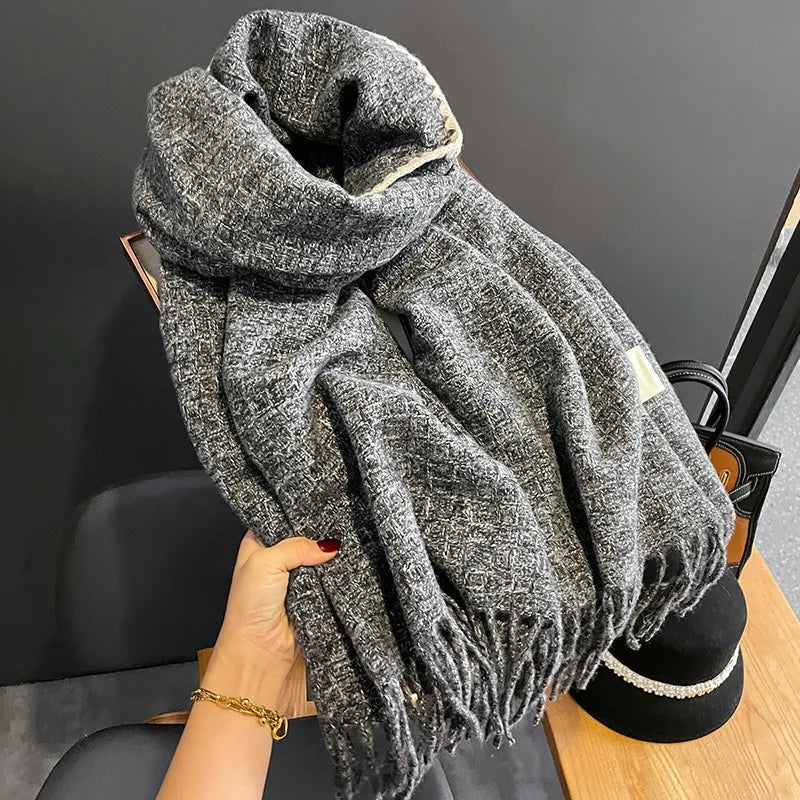 Women Imitation Cashmere Warm Pashmina Solid Female Scarves Wraps Thick Soft Bufanda Big Tassels Winter Scarf Shawl Long Stole