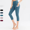 Custom logo Workout Tight High Waist Soft Yoga Pants Gym Fitness Women 3/4 Capri Yoga Leggings With Pockets