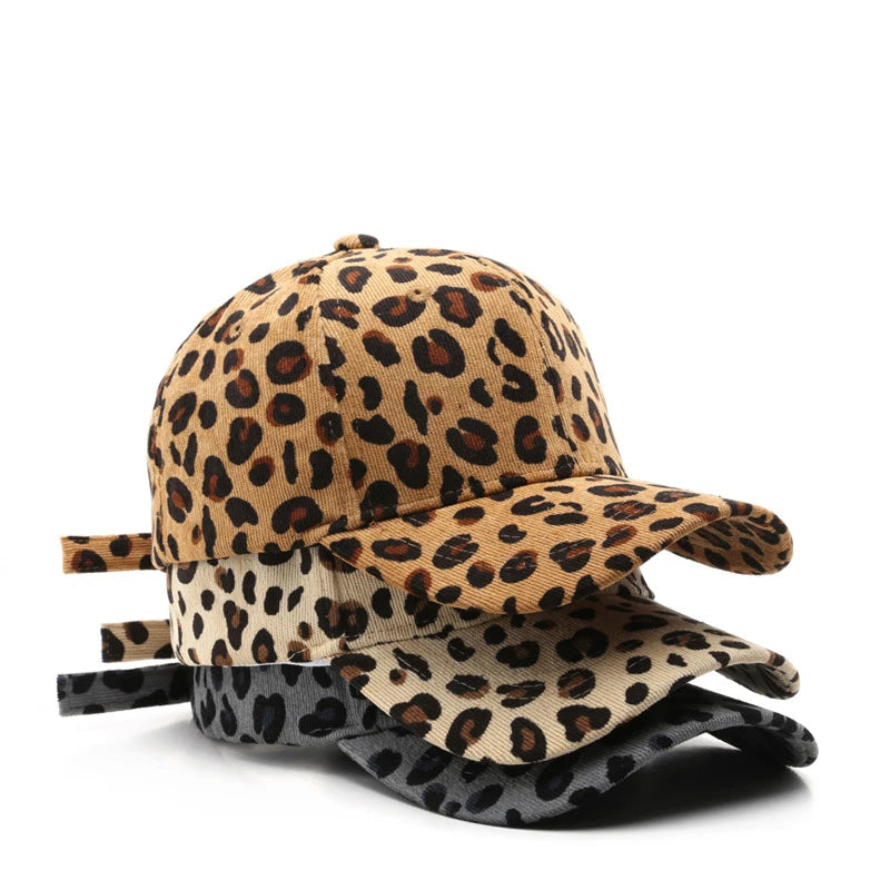 Factory Promotion Blank Plain Leopard Baseball Cap Luxury Fashion Design Corduroy Baseball Hat