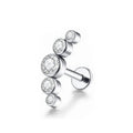 Fine Jewelry Labret Stud CZ Zircon Ear Piercing Stud Wholesale ASTM F 136 Titanium Silver Trendy Opp Bag Round Zoor Jewelry 16G