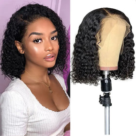 Cheap Deep Wave Short Bob Wigs Human Hair Lace Front Wig Human Hair Brazilian Curly Glueless Hd Lace Frontal Wig for Black Women