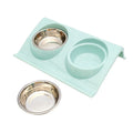 Wholesale Price No Spill Non-Skid Stainless Steel Pet Cat Dog Food and Water Feeding Double Two Bowls