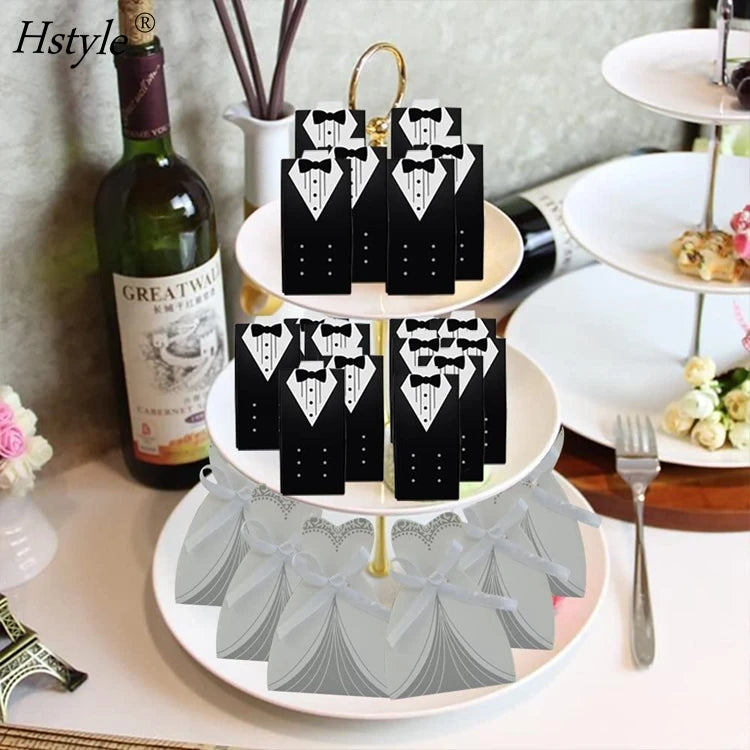 Hstyle HS554 Party Wedding Favor Dress Tuxedo Bride and Candy Box Creative Wedding Boxes Party Decoration Favor Gift Boxes