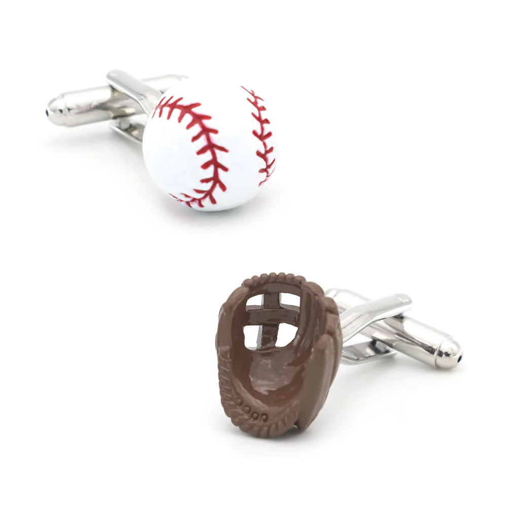 Sports Series Baseball Gloves Cufflinks Men's French Button Electroplated Cufflinks
