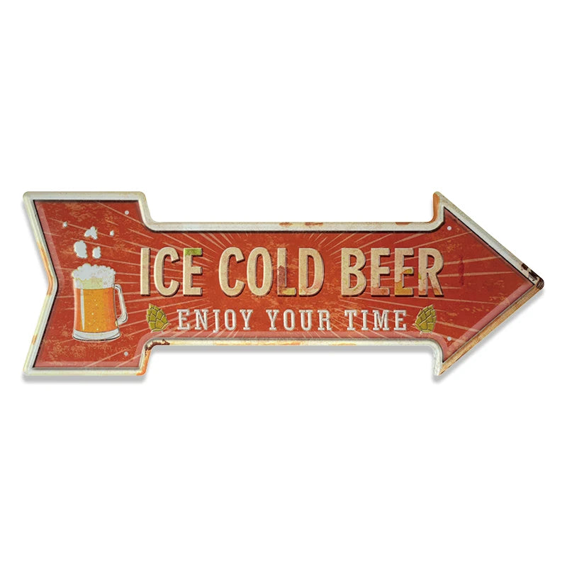 Retro Arrow Directional Wall Decor Commercial Grade Bar Pub Karaoke Signage Durable Rustproof Hanging Plaques