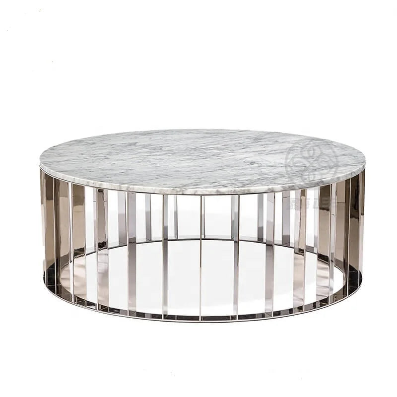 Wholesale Furniture Design Modern Round Glass/Marble Coffee Tables Metal Steel Stainless Centre Table Living Packing Pearl Room MegaBDM