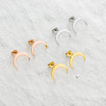 Best Gift for Unisex QYRY 18K Gold Plated Stainless Steel Moon Stud Earrings Dainty Design