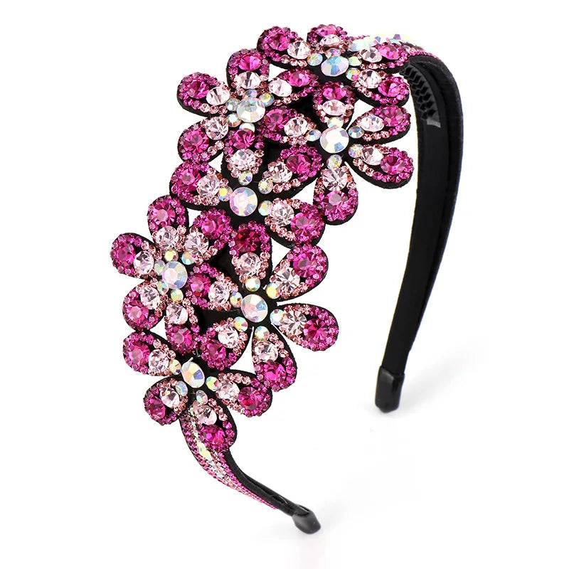 HX-059 New Luxury Austrian Diamond Headband Simple Fashion Small Flower Hair Accessories Diamond Thin Hairband