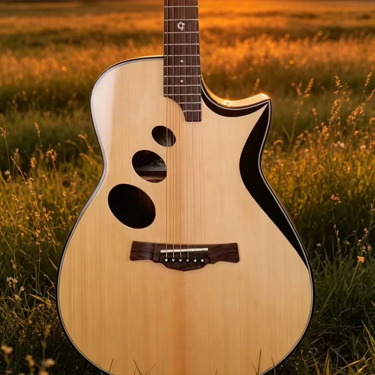 Auditorium Geake JD-620C Armrest Design High Quality Solid Acoustic Guitar with Three Sound Holes