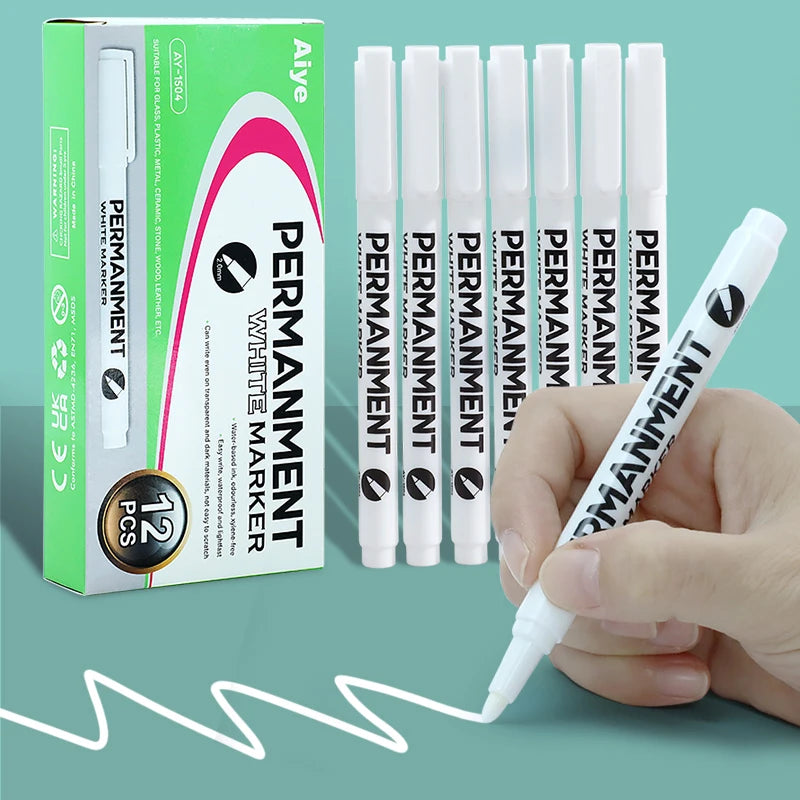 MagiArt Non-removable Permanent Marker Graffiti White Color Waterproof Permanent Marker Pen Indelible White Marker Pen