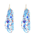 New Fashion Flower Blue Orange Rice Beaded Long Earrings for Women