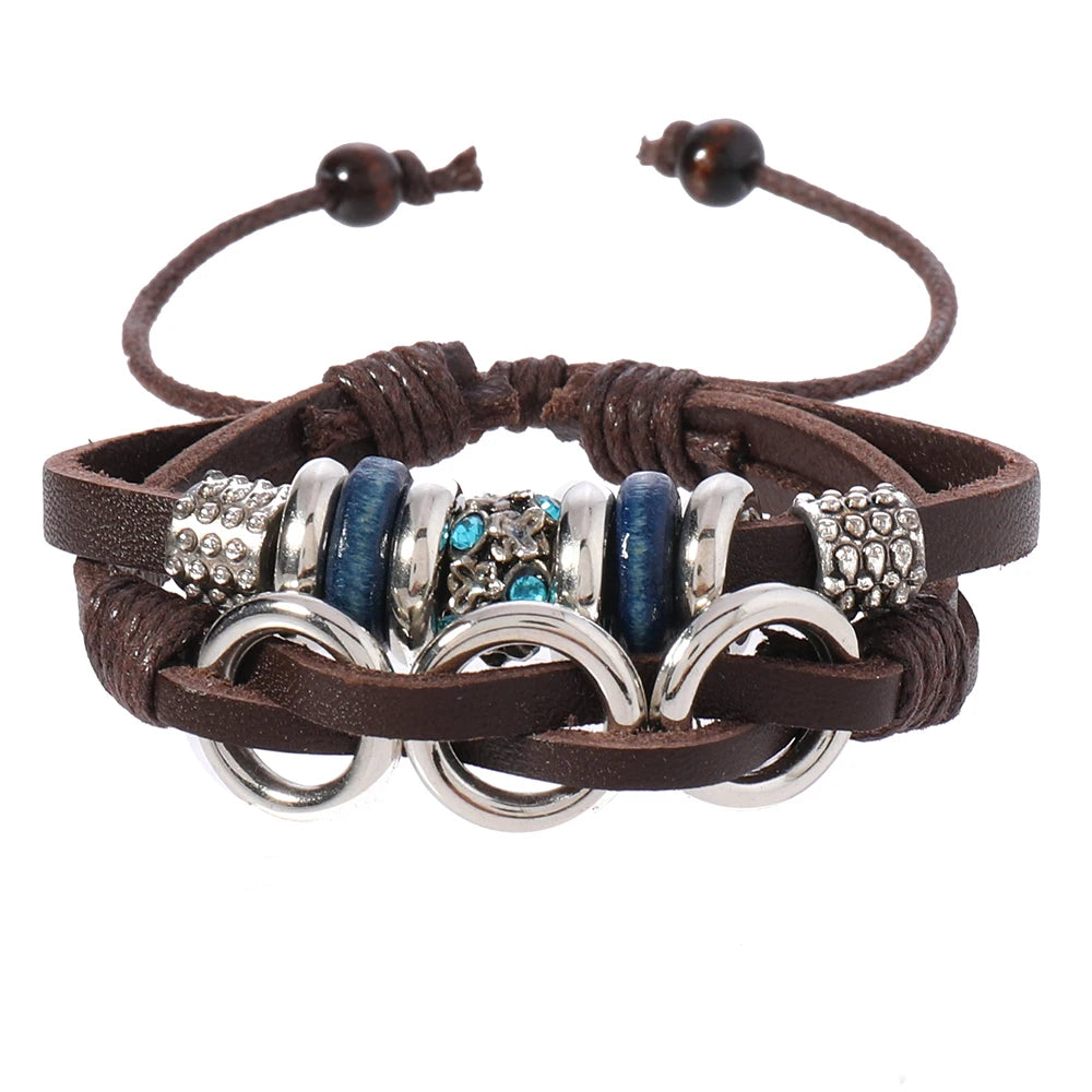 Wholesale Fashion Jewelry Charm Bracelet Personality Genuine Leather Bracelets for Men and Women