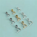 5mm 6mm 7mm Pendant Bail 925 Sterling Silver Gold Plated Pinch Clip Clasp Bail for Pendant Necklace Jewelry Making Supplies