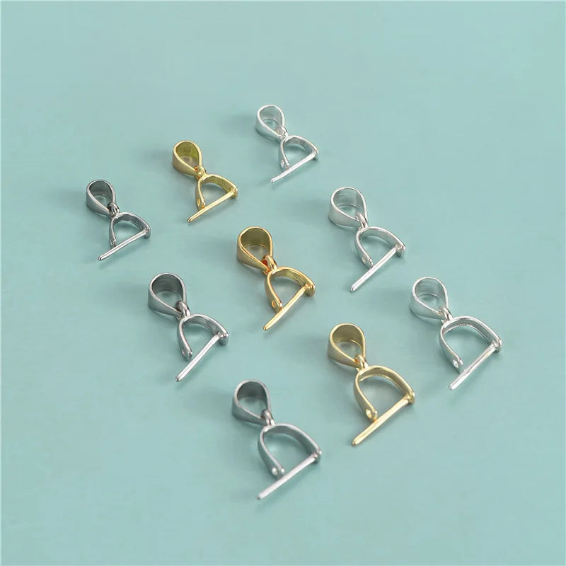 5mm 6mm 7mm Pendant Bail 925 Sterling Silver Gold Plated Pinch Clip Clasp Bail for Pendant Necklace Jewelry Making Supplies