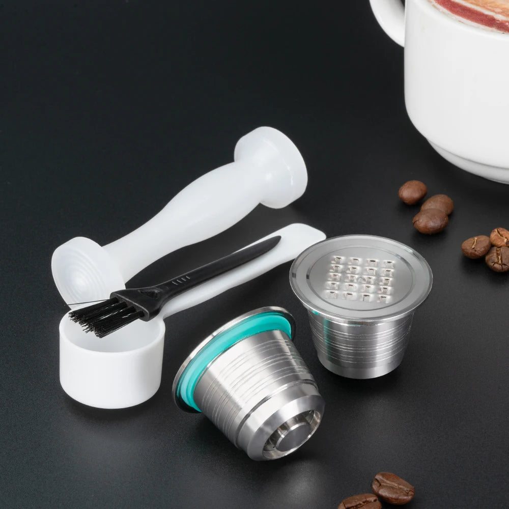 1Pod 1Tamper Set Espresso Capsules With Dual-Sided Tamper Refillable Capsules Compatible With Nespresso Original Line Brewers