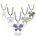Wholesale Natural Stone Animal butterfly Cute Pendant Necklace Gemstone Jewelry Amethyst tiger Eye Crystal Pendant