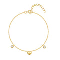 Fashion Jewelry 925 Sterling Silver 18k Gold Plated Cubic Zirconia Geometric Chain Charms Circle Heart Bracelet for Women