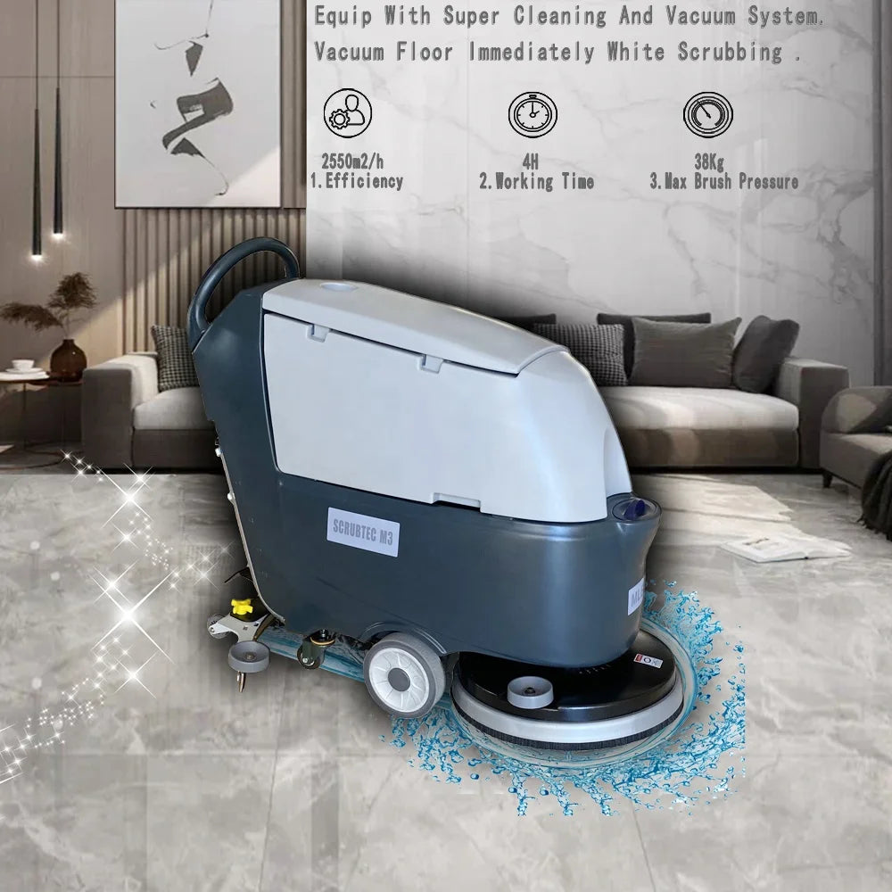 New -530H Electric Walk-Behind Commercial Automatic Floor Tile Washing Machine 530mm Brush Cleaning Width Cold Water Cleaning