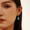 Fashion 925 Sterling Silver square Turquoise Dangle Stud Earring Jewelry Gold Plated Silver 925 Earrings for Women