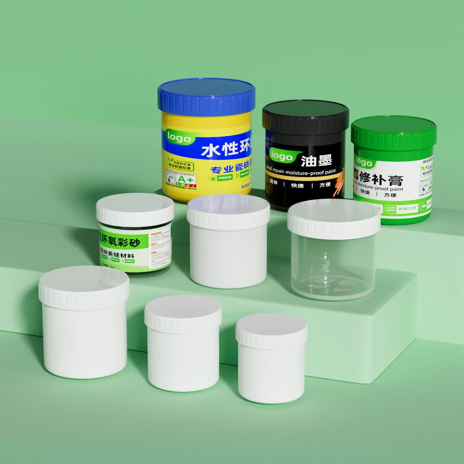 Customized 300ml 500ml 1000ml Food Grade PP Plastic Jar 100% Virgin Material Screw Top Silk Screen Printing for Food Chemical