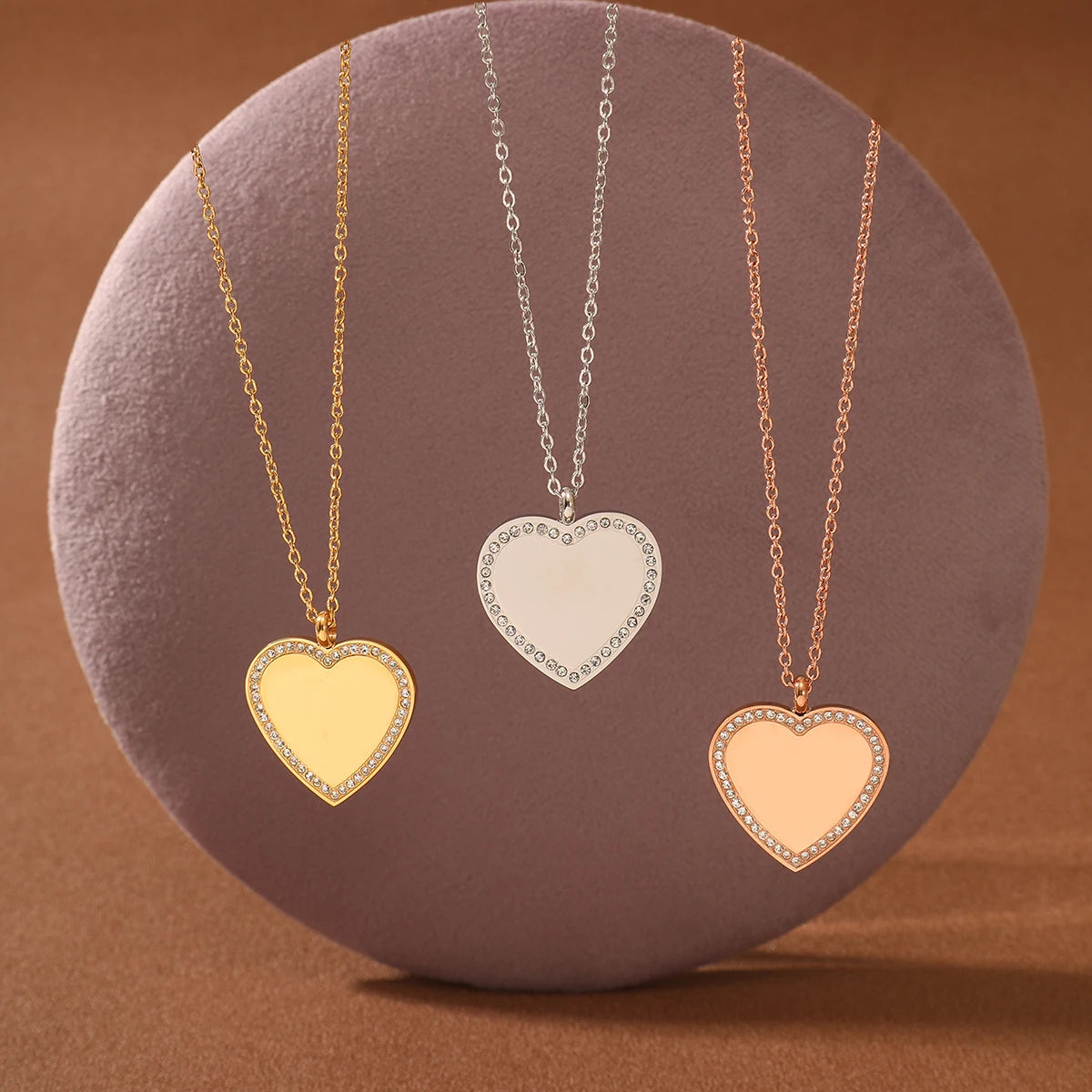 Customized 316L Stainless Steel INS Hot Sale Waterproof Blank Laser Engraved Heart Shape Pendant Necklace for Anniversary