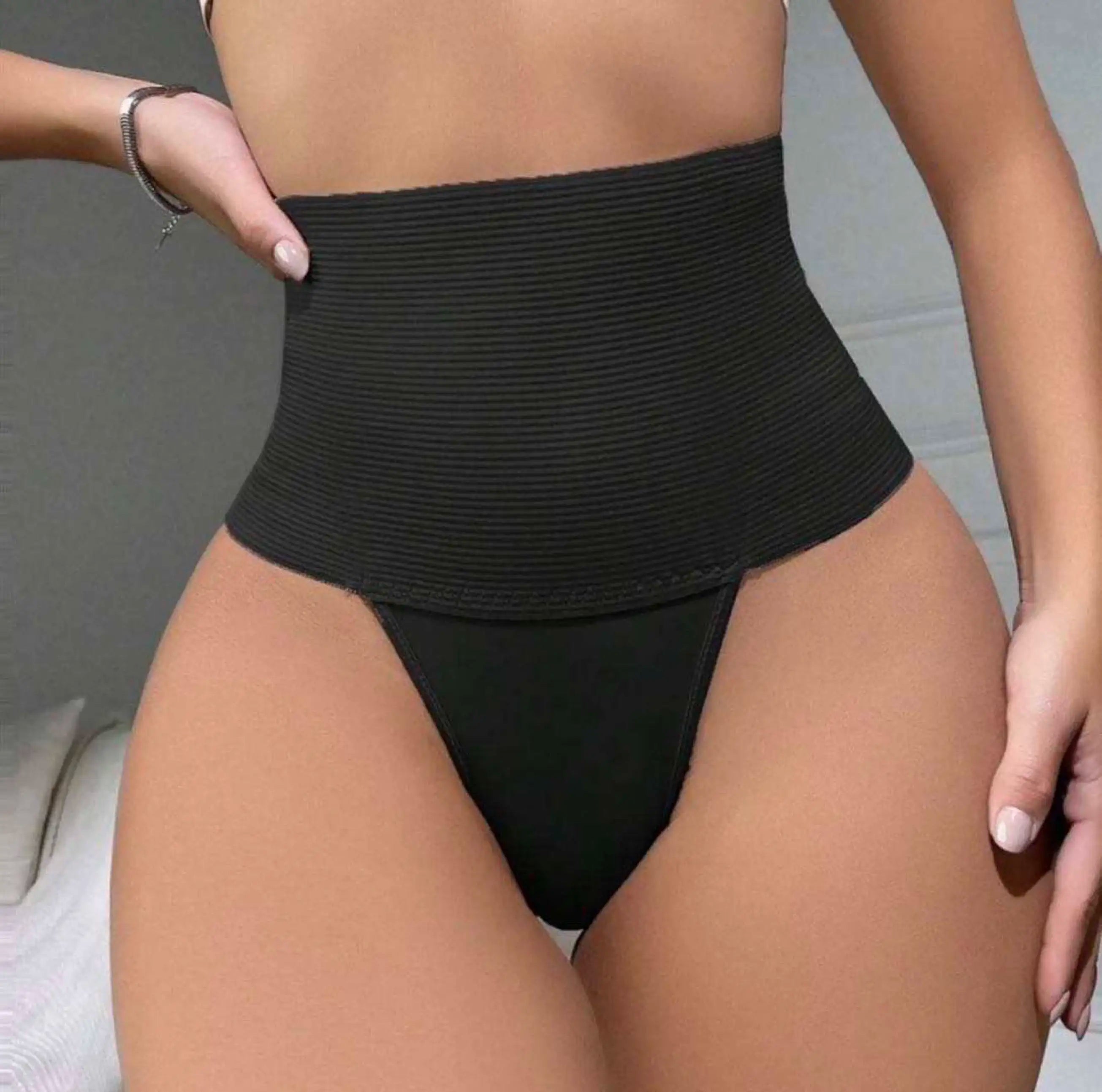 Women Panties Thong Shapwear High Wide Waist Belt Tummy Control 2 in 1 Shaper Slimming Underwear
