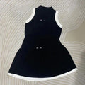 Spring Latest Design Polyester Ribbed Button Cardigan Mini Dress Knitted Two Piece Set Skirt