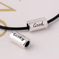 11*6.4mm Simple 925 Sterling Silver Big Hole Good Lucky Words Glossy Barrel Spacer Beads for Jewelry Making Finding