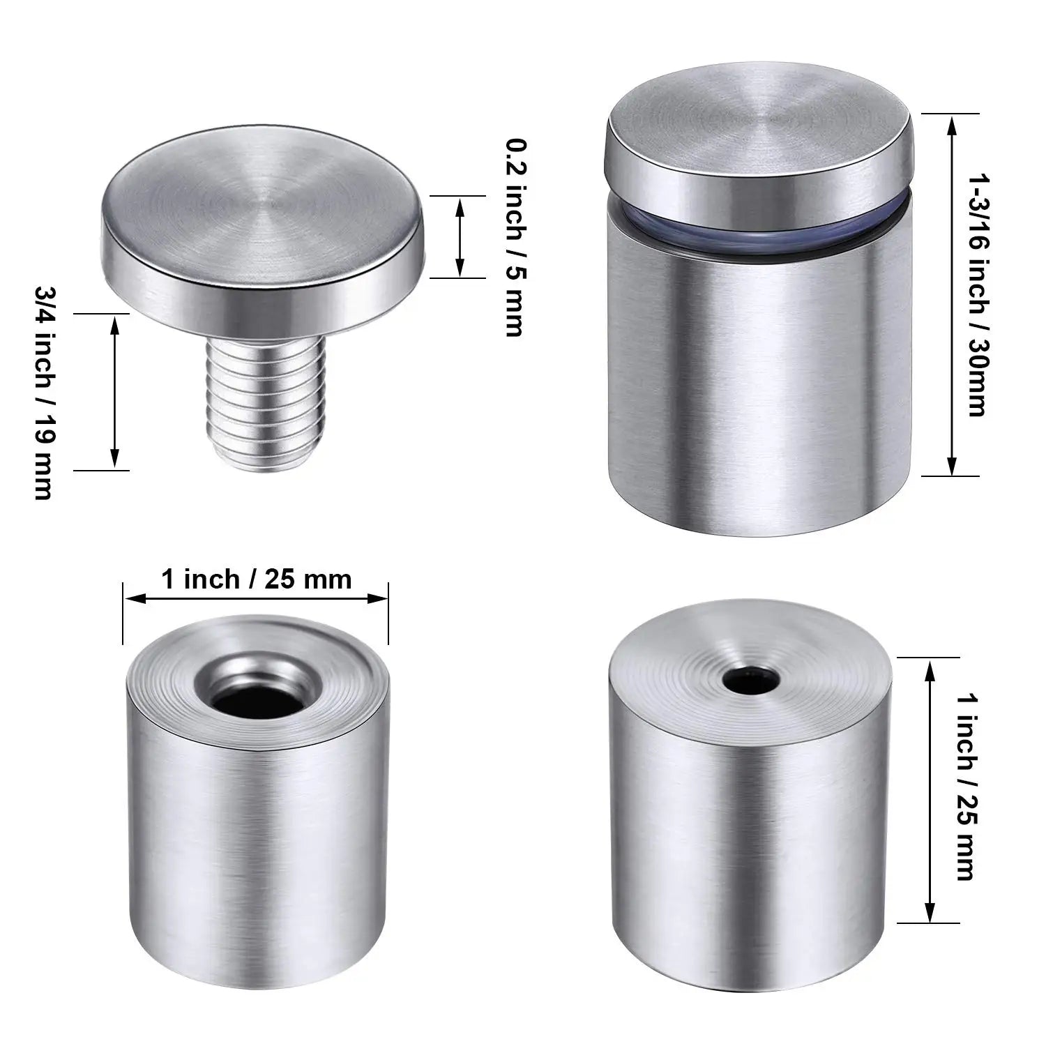 Factory Price 19x25mm Sign Standoff Screws Mount Glass Clear Round Acrylic Advertising Nails Polish Display