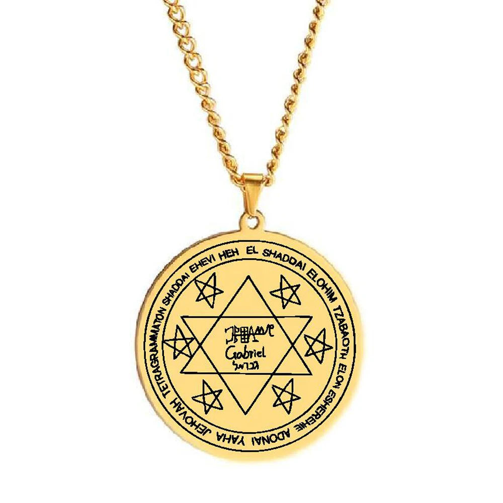 HLSS646 Lamen of Gabriel Angelic Governor of the Moon Amulet Talisman Laser Engraving Stainless Steel Pendant Necklace