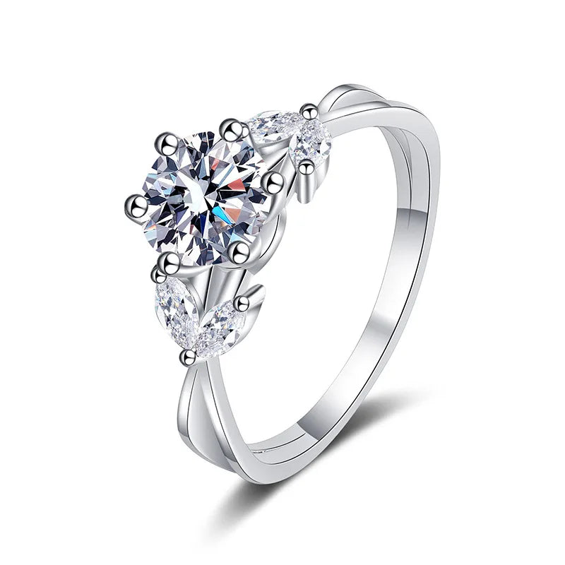Elegant and Luxurious S925 Sterling Silver Moissanite Wedding Ring Advanced Design