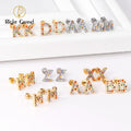 Ladies Statement Zirconia Trend 18k Gold Stainless Steel Fashion Jewelry Piercing 26 Letter Stud Earrings