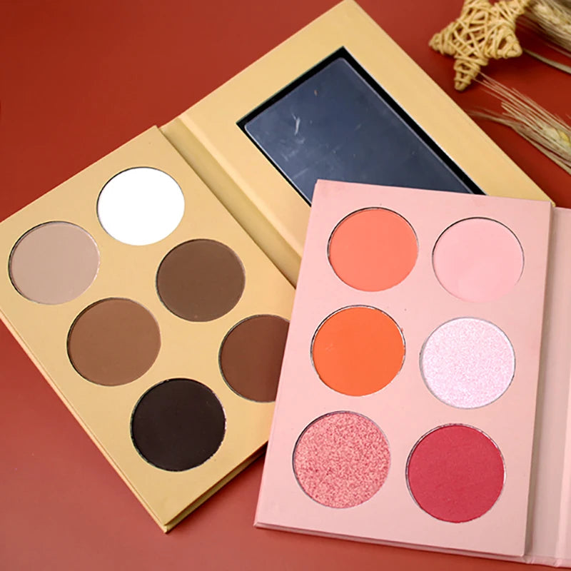 Custom DIY 6 Colors 36mm Eyeshadow Palette Pink Metallic Finish Private Label for Eye Contouring