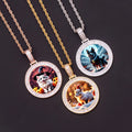 38mm Fashion Photo Memory Iced CZ Charm Necklace Baguette Zircon Pet Cat Sublimation Picture Frame Pendant Gold Plated Brass New