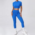 Women's High Waist Stretchy Solid Patchwork Quick Dry Fitness Leggings and Tops Set Custom Logo Workout Yoga Gear