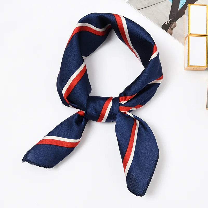 Wholesale Print Wrap Foulard Handkerchief Neck Skinny Tie Women 50x50cm Satin Silk Square Scarf