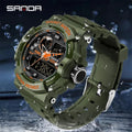 SANDA 6025 Men's Sports Analog-Digital Quartz Watch with Luminous LED 50M Waterproof Luxury Miyota Movement Carton Style