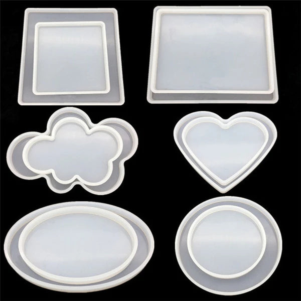 C-0050 DIY square rectangle cloud heart-shaped oval DIY Silicone Coasters Mold For Resin Casting