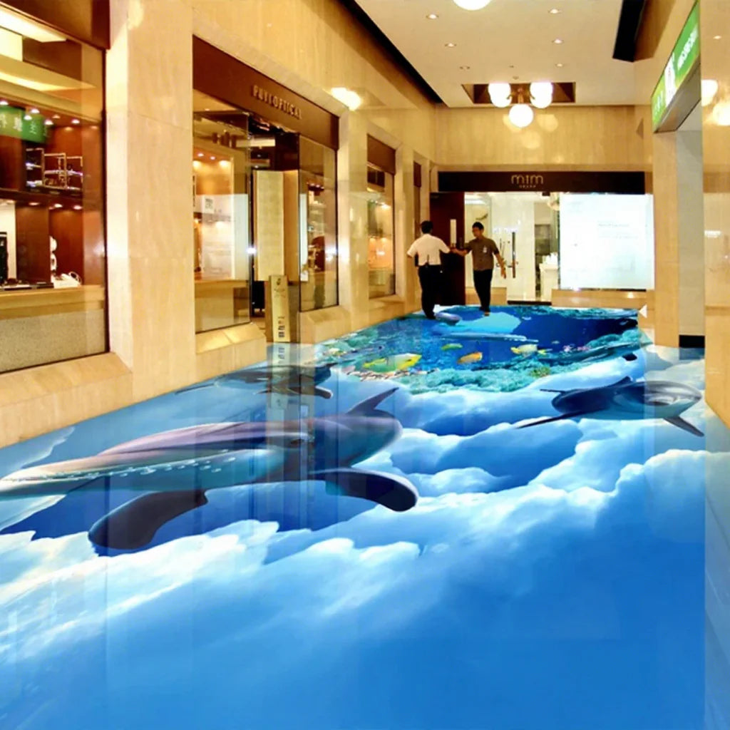 Ocean World Coral Dolphin Tile Painting Linoleum 3d Pvc Floor