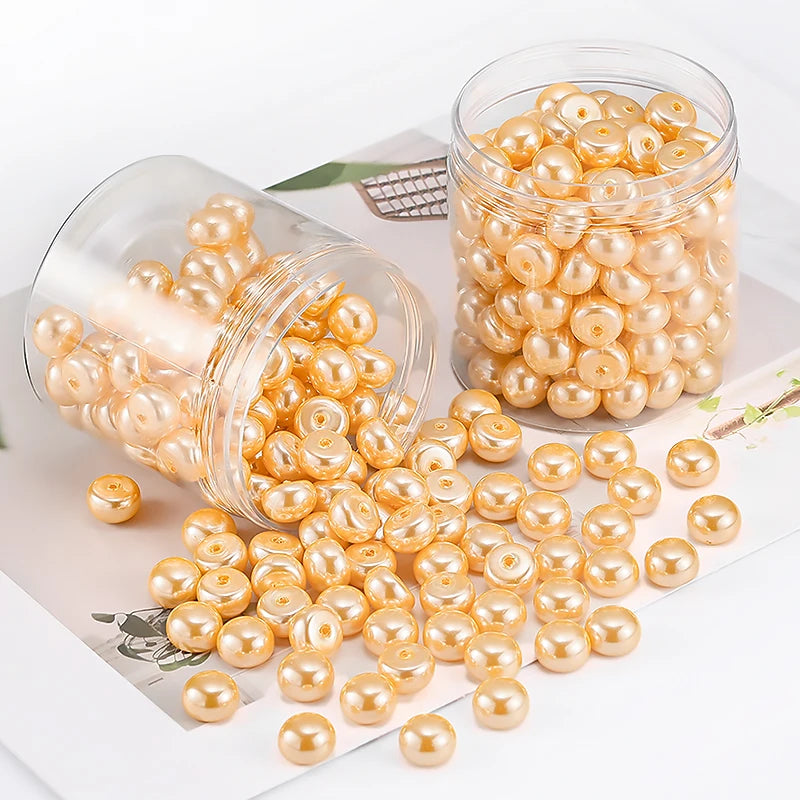 Deep Yellow 12mm Twinkle ABS Plastic Pearl Beads Loose Charm for Jewelry Making Supplies Acrylic Lucite & Plastic Beads