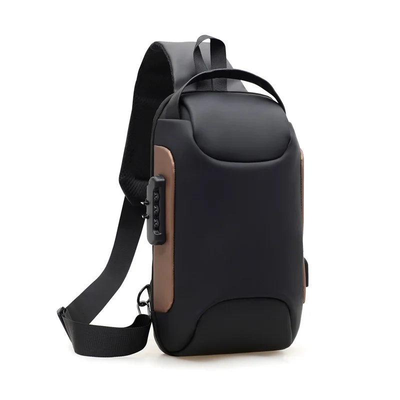 New Arrival Black Quality Nylon Utility Lockable Large Capacity Adjustable Strap Cross Chest Bag Man