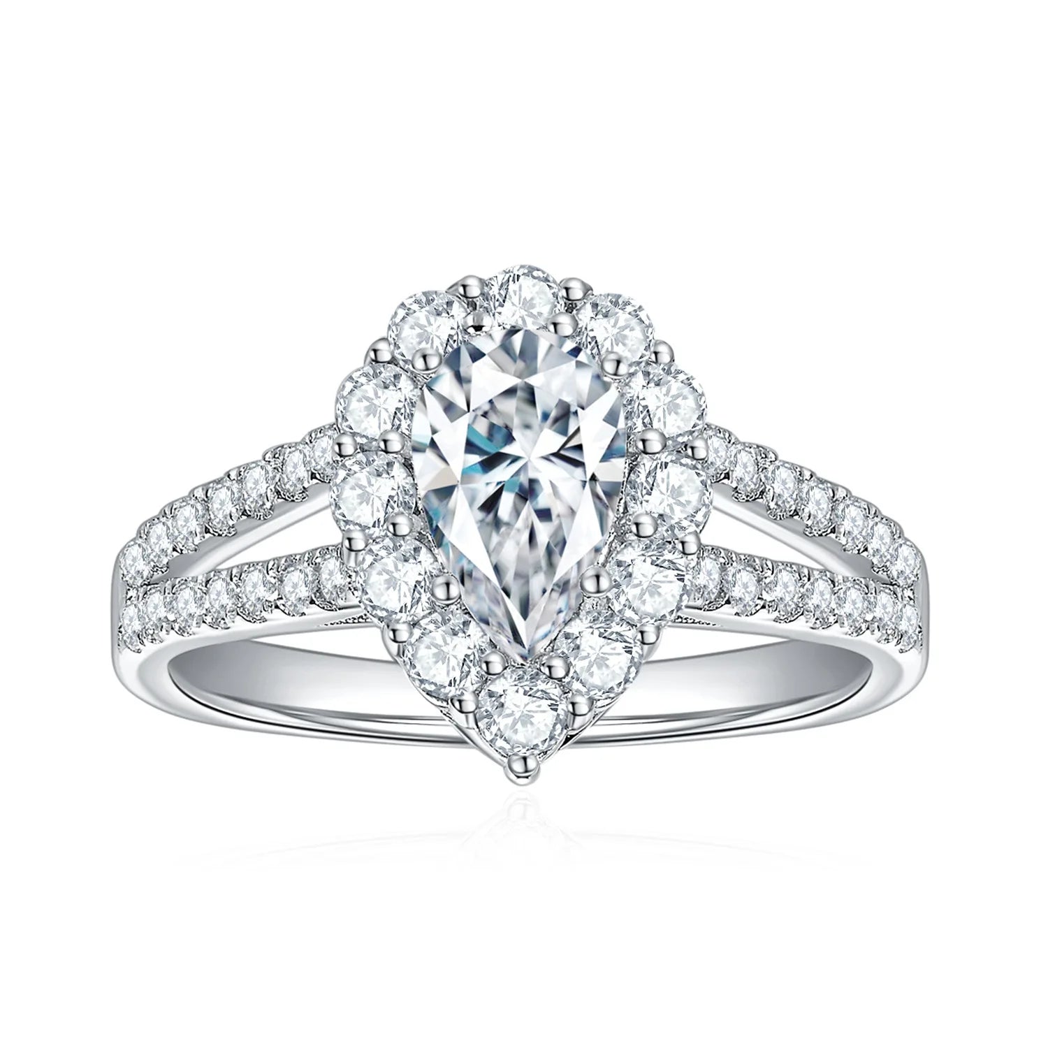 Women Ring GRA VVS Cluster Wholesale Pear Cut 5x8mm 1CT 925 Sterling Silver Moissanite Engagement Ring Diamond