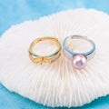 R010994 DIY 7-8mm Natural Freshwater Pearl Ring Accessory 925 Sterling Silver Adjustable Size Engagement Jewelry Ring for Women