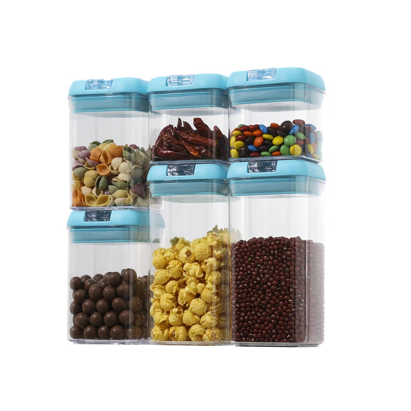 6-Piece BPA-Free Plastic Airtight Storage Box Set Food Grade Rectangular Food Storage Organizer Lids for Kitchen Use