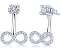 Women's S925 Sterling Silver Infinity Symbol Stud Earrings Multiple Wearing Options with Zircon Inlaid for Parties and Gifts