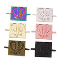 Square Shape Engraved logo Plate Bag Metal Parts Custom rainbow Name Tags Snapback Hats Hardware