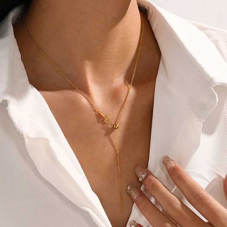 Hypoallergenic Stainless Steel DIY Adjustable Length 18K Gold Chain Necklace for Handmade Making Jewelry Waterproof Women