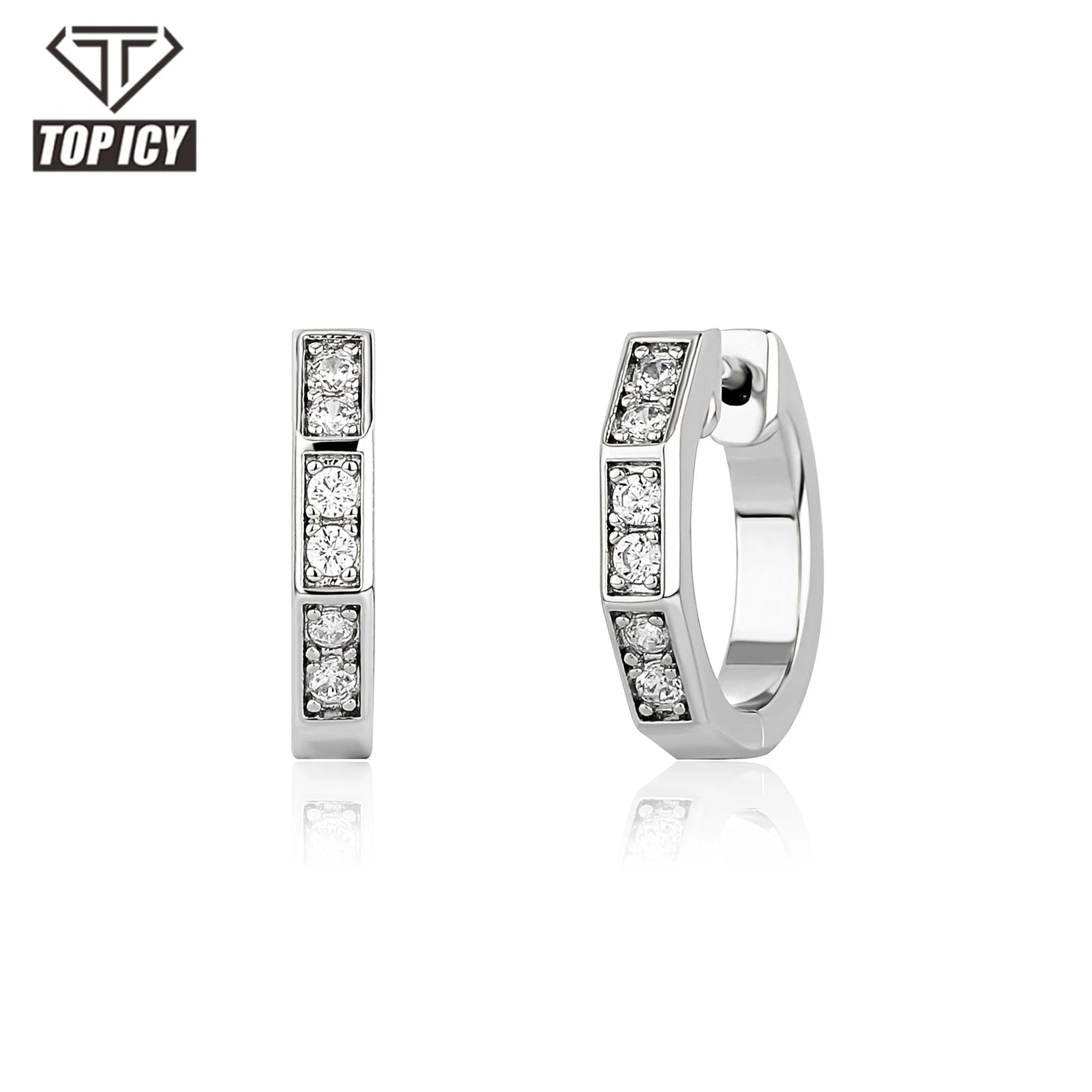 Top Icy Hip Hop Jewelry Fashion Diamond Hoop Earring Gold Plated Micro Pave Cubic Zircon Hoop Earrings for Men & Women